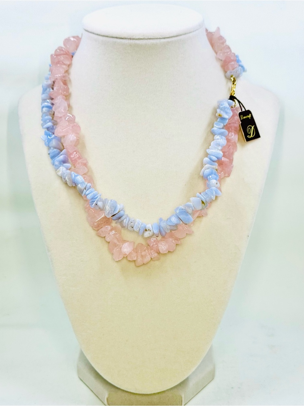 Danecraft Vintage Genuine Amethyst & Quartz Necklace W/Vermeil Clasp 18” NWT